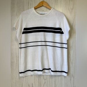 Bobbie Brooks White & Navy Striped Short Sleeve Knit Top Size XL